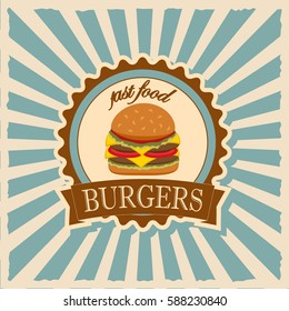 Burger Restaurant Logo, Banner, Label