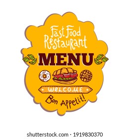 Burger restaurant menu layout design brochure or food flyer template vector illustration.