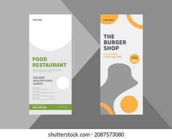 burger restaurant roll up banner design template. special food menu poster leaflet design template. cover, roll up banner, poster, print-ready