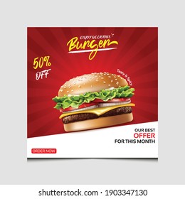 Burger Restaurant Social Media Banner Design.