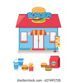 Burger Restaurant. Vector illustration in flat style.