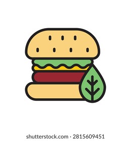 Burger Restaurant Vegan Burger Icon Vector Illustration