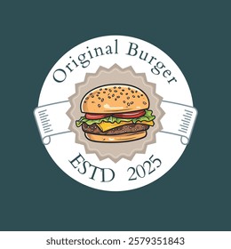 burger restaurants logo original burger restaurants logo estd 2025 vector illustration design.eps