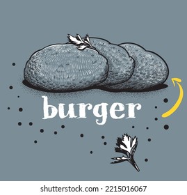 Burger retro vector line art