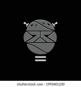 Burger Robotic Logo design in gray color