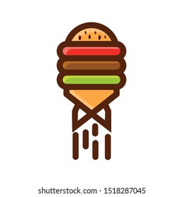 burger rocket art design vector logo