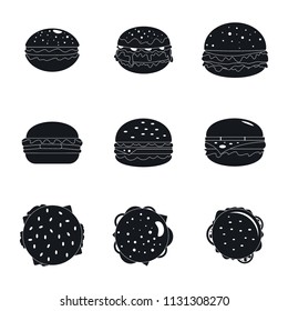 Burger sandwich bread bun icons set. Simple illustration of 9 burger sandwich bread bun vector icons for web