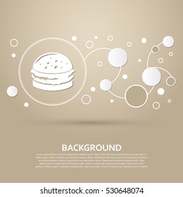 Burger, sandwich, hamburger icon on a brown background with elegant style and modern design infographic. Vector illustration
