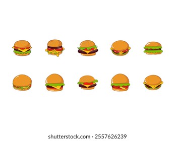 Burger Sandwich Illustration Element Set 
