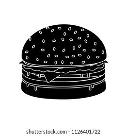 burger sandwich illustration, food icon, burger sandwich isolated - fast food. Stock flat vector illustration.