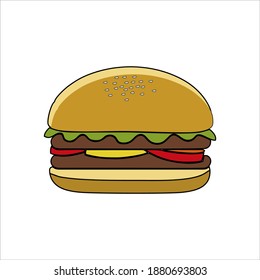 Burger sandwich isolated on white background. Vector illustration