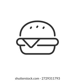Sándwich de hamburguesa, icono lineal. Comida rápida y snack. Línea con trazo editable.