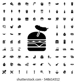 burger with sausage icon illustration isolated vector sign symbol