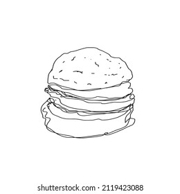 Burger scribble style vector black and white