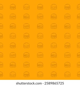 Burger seamless pattern background. Cheeseburger doodle sketch motif. Hamburger wallpaper