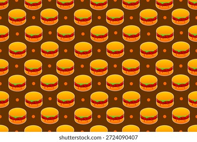 Fondo de patrón sin fisuras de hamburguesa. Humburger o patrón de hamburguesa con queso. Fondo de patrón de comida rápida de hamburguesa.