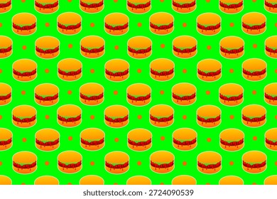 Fondo de patrón sin fisuras de hamburguesa. Humburger o patrón de hamburguesa con queso. Fondo de patrón de comida rápida de hamburguesa.