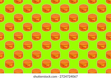 Fondo de patrón sin fisuras de hamburguesa. Humburger o patrón de hamburguesa con queso. Fondo de patrón de comida rápida de hamburguesa.