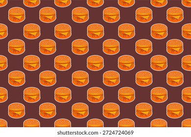 Fondo de patrón sin fisuras de hamburguesa. Humburger o patrón de hamburguesa con queso. Fondo de patrón de comida rápida de hamburguesa.