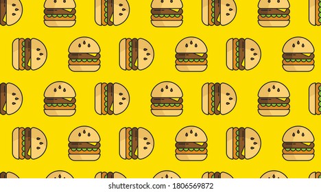 Burger seamless pattern background illustration vector