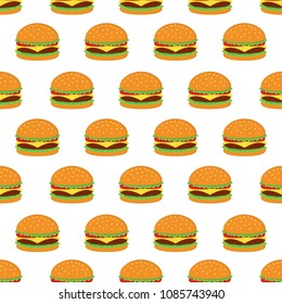 Burger Seamless Pattern Background Vector Design