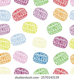 Burger seamless pattern background vector illustration, hamburger icon