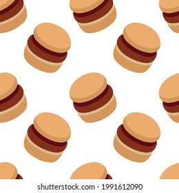 Burger seamless pattern. Fast food hand drawn endless background. Part of set.