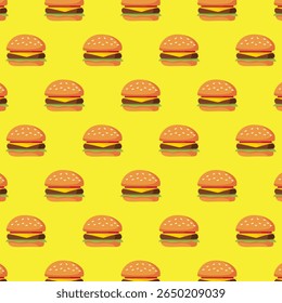 hambúrguer padrão sem emenda. ilustração de um adesivo de hambúrguer de fast food para o empreendedorismo