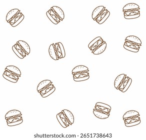 Burger sin patrón sobre fondo blanco 
