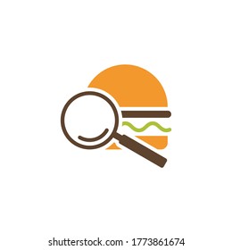 Burger mit Logo-Design-Vorlage für die Suche, Logo für die Burger-Bäckerei, Vektorgrafik