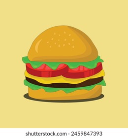 Ilustración vectorial semirealista de hamburguesa