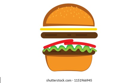 Burger with separate layers ready for motion graphics or Illustration Poster