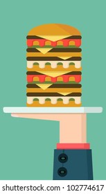 Burger served on a plate