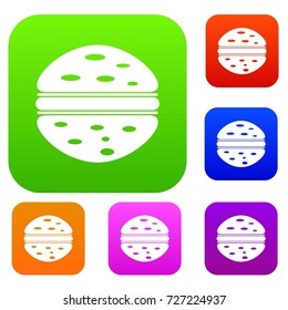 Burger set icon color in flat style isolated on white. Collection sings vector illustration