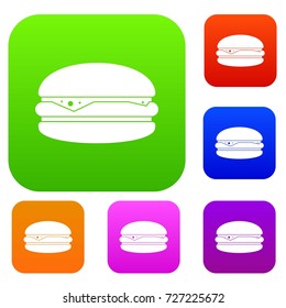 Burger set icon color in flat style isolated on white. Collection sings vector illustration