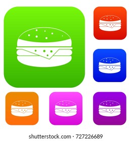Burger set icon color in flat style isolated on white. Collection sings vector illustration