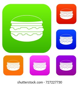 Burger set icon color in flat style isolated on white. Collection sings vector illustration