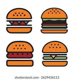 Burger Set Vector Template Design