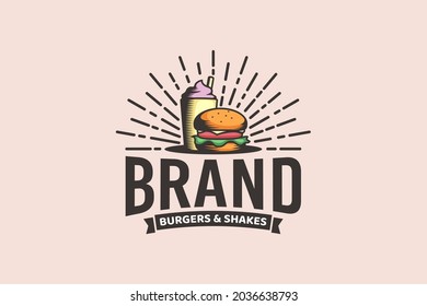 burger and shakes logo vector graphic for any business especially for fast food, restaurant, cafe, etc.