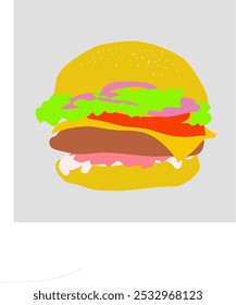 A burger in the shape of a vector illustration can be used for promotional banner designs and fast food themed designs