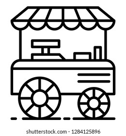 Burger shop cart icon. Outline burger shop cart vector icon for web design isolated on white background