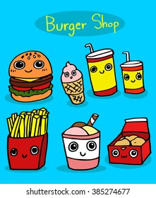 Burger Shop Cartoon Vector Stock Vector (Royalty Free) 385274677 ...