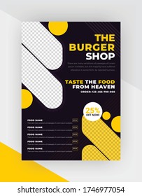 Burger shop flyer template vector.restaurant flyer template.