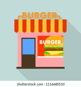 Burger shop icon. Flat illustration of burger shop vector icon for web design