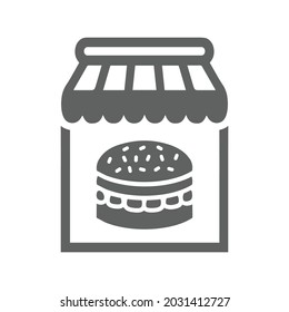 Burger, shop icon. Gray vector graphics.