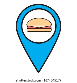 Burger shop location pin. Vector illustration.
