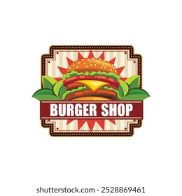 Plantilla de diseño de logotipo de Burger Shop, diseño de logotipo de cafetería, Plantilla de diseño de logotipo de restaurante