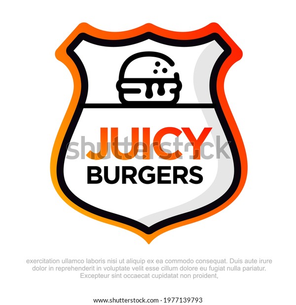 Burger shop logo\
design template. Burger badge template. Burger vector illustration.\
Juicy burger logo design.\
