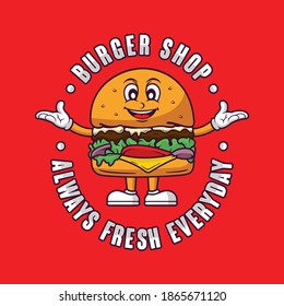 Maskottchen-Vektordesign-Logo des Burger-Shops