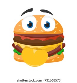 Burger shows the language of cheese on a white background.